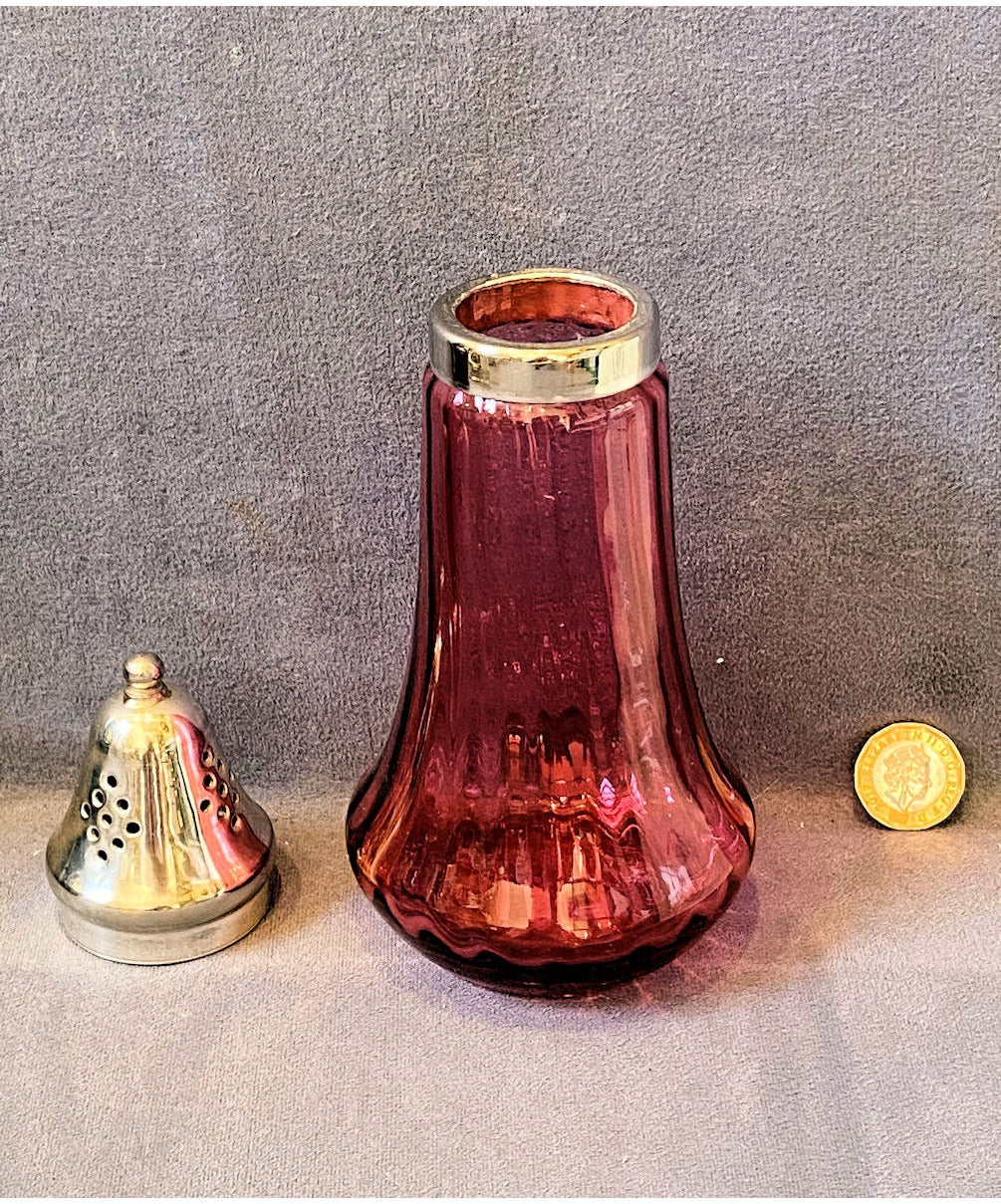 Cranberry Glass Sugar Shaker — view 3