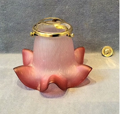 Cranberry Tinted Glass Lamp Shade — Glass, circa 1900