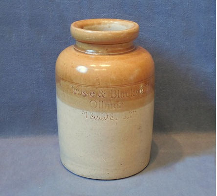 Crosse and Blackwell Oilmen Preserve Jar — Stoneware, late 19th century