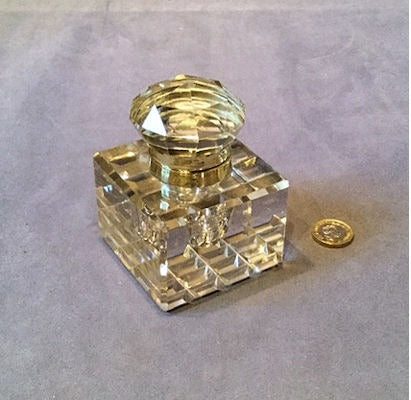 Cut Glass Inkwell — Glass, late 19th century