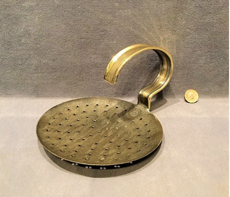 Dairy Skimmer, 2 matching available — Brass, late 19th century