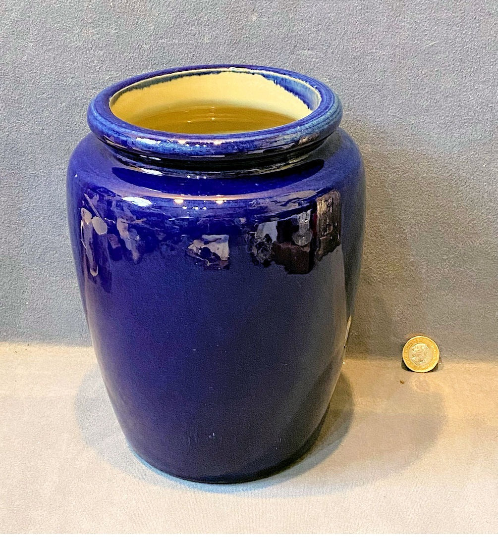 Dark Blue Glazed Stoneware Jar — Stoneware, circa 1900