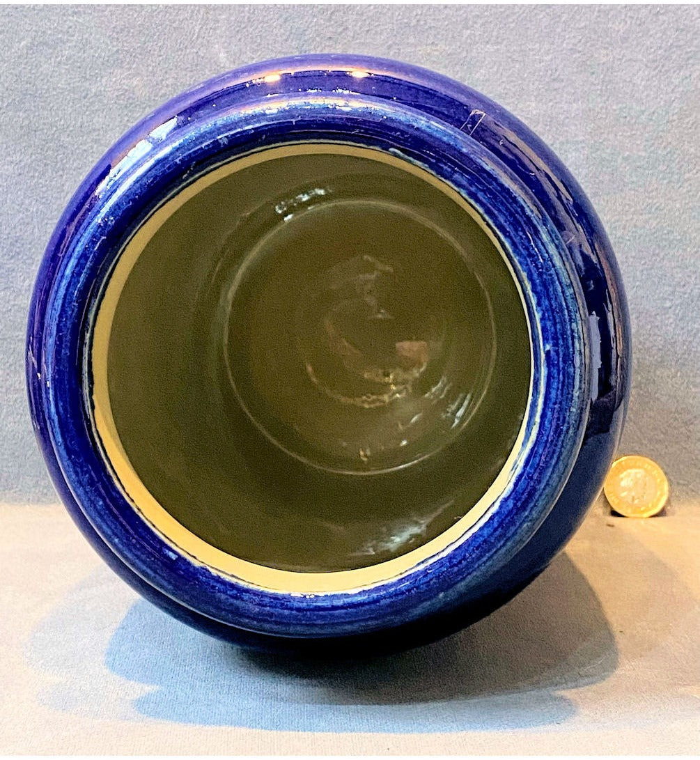 Dark Blue Glazed Stoneware Jar — view 2
