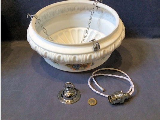 Decorated White Bowl Electric Light Fitting — view 3