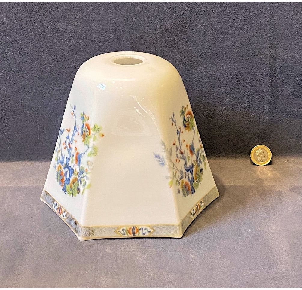 Decorated White Glass Lamp Shade — view 2
