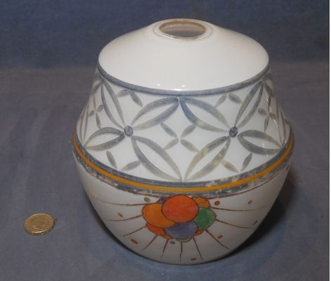 Decorated White Glass Lamp Shade — Glass, 1920's