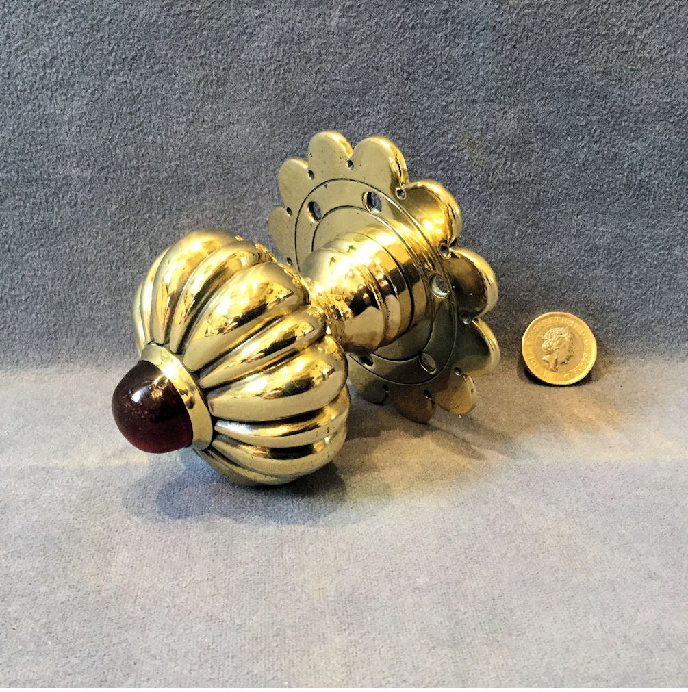 Decorative Single Brass Door Handle — Brass, late 19th century