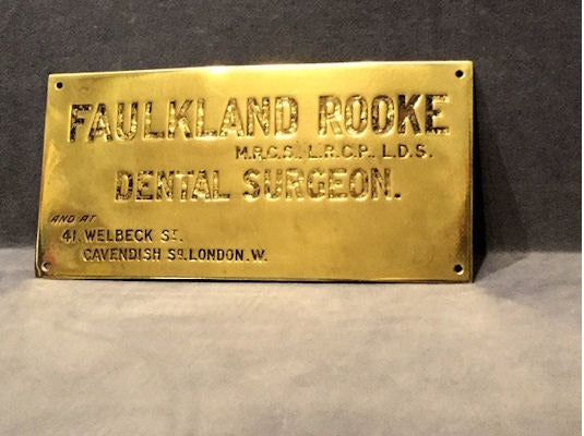 Dental Surgeon Brass Name Plaque — Brass