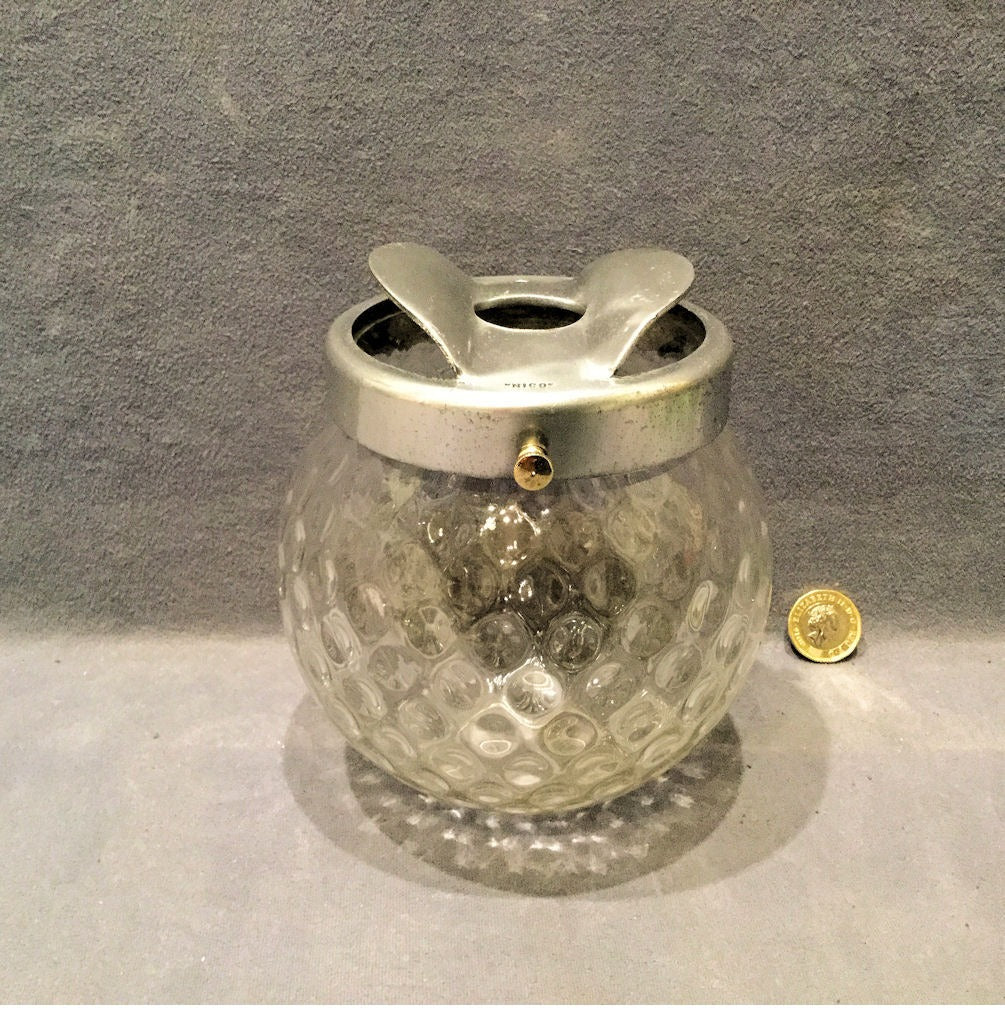 Dimpled Clear Glass Lamp Shade — Glass, circa 1900