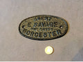 E. Savage of Worcester Cast Iron Nameplate — Cast iron, late 19th century