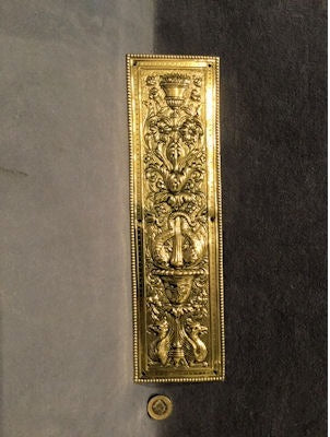 Embossed Brass Fingerplate — Brass, late 19th century
