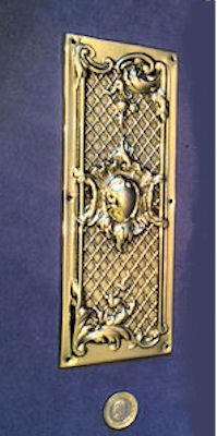 Embossed Brass Fingerplates, 4 small available — Brass, 1920's