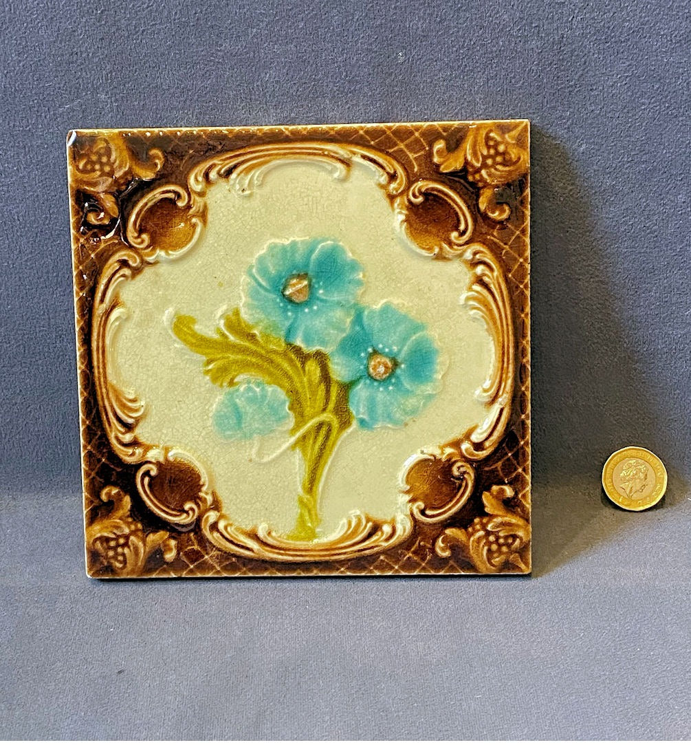 Embossed Floral Tile, 2 available — 1920's