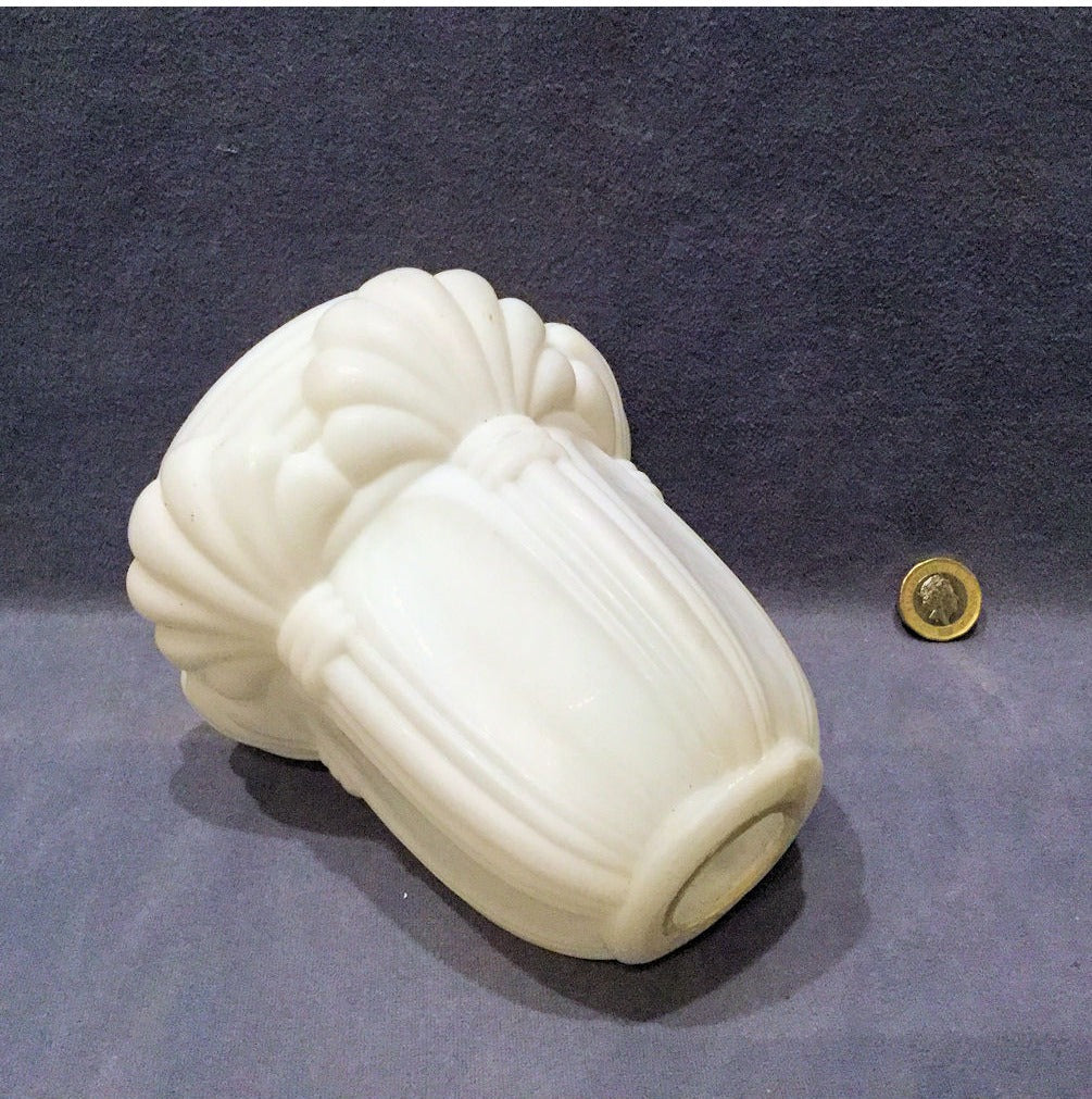 Embossed White Glass Electric Lamp Shade — view 3