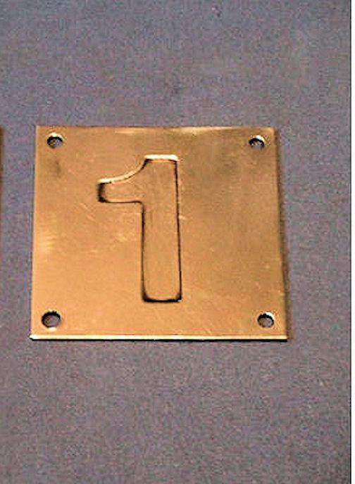 Engraved Brass House Number 1 — Brass, 1920's