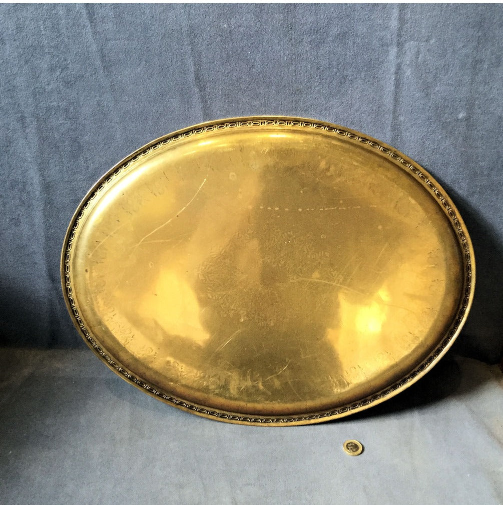 Engraved Oval Brass Drinks Tray — view 2