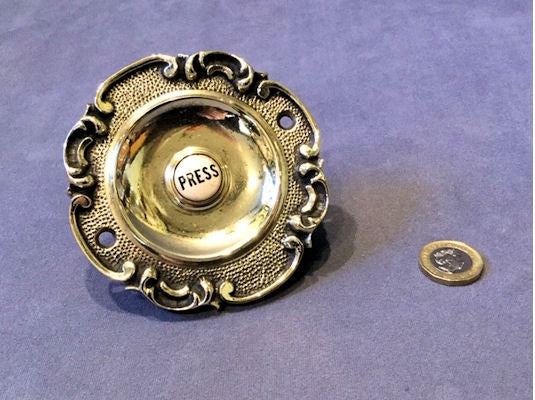 Exterior Brass Electric Bell Push — Brass, 1920's