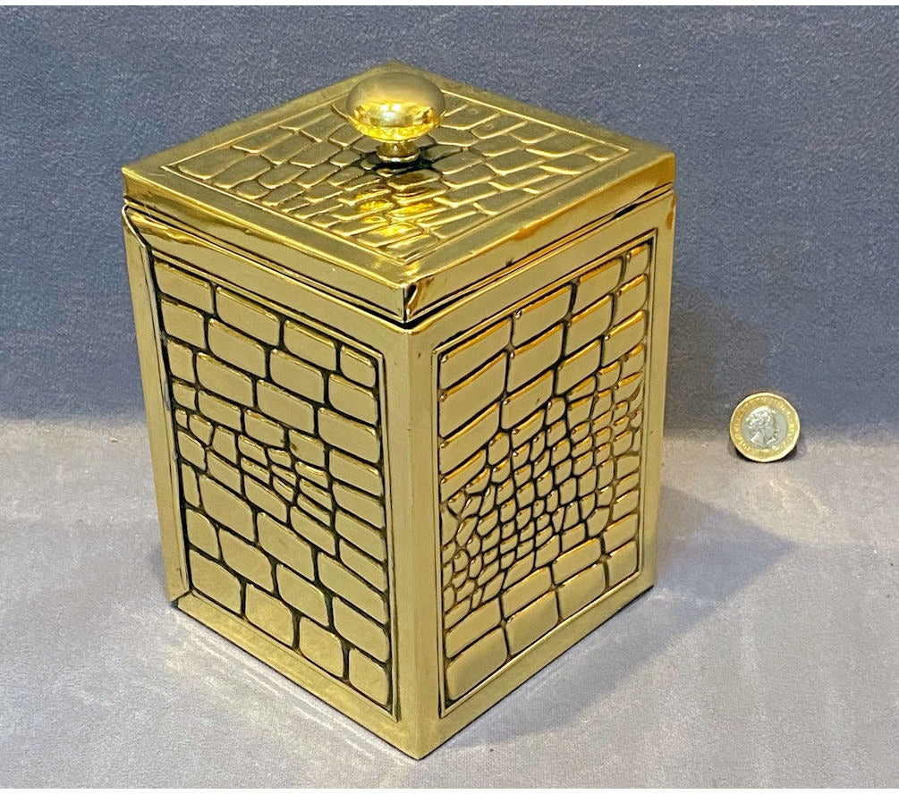 Faux Crocodile Brass Tea Caddy — view 2