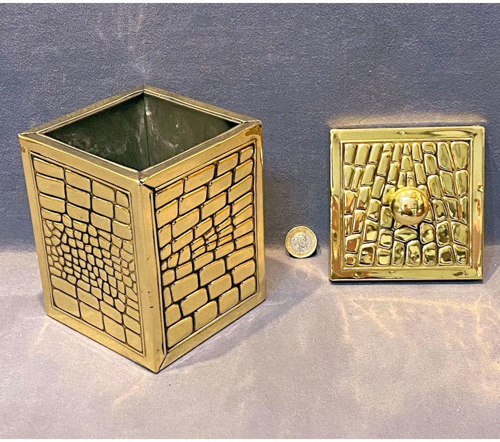 Faux Crocodile Brass Tea Caddy — view 3