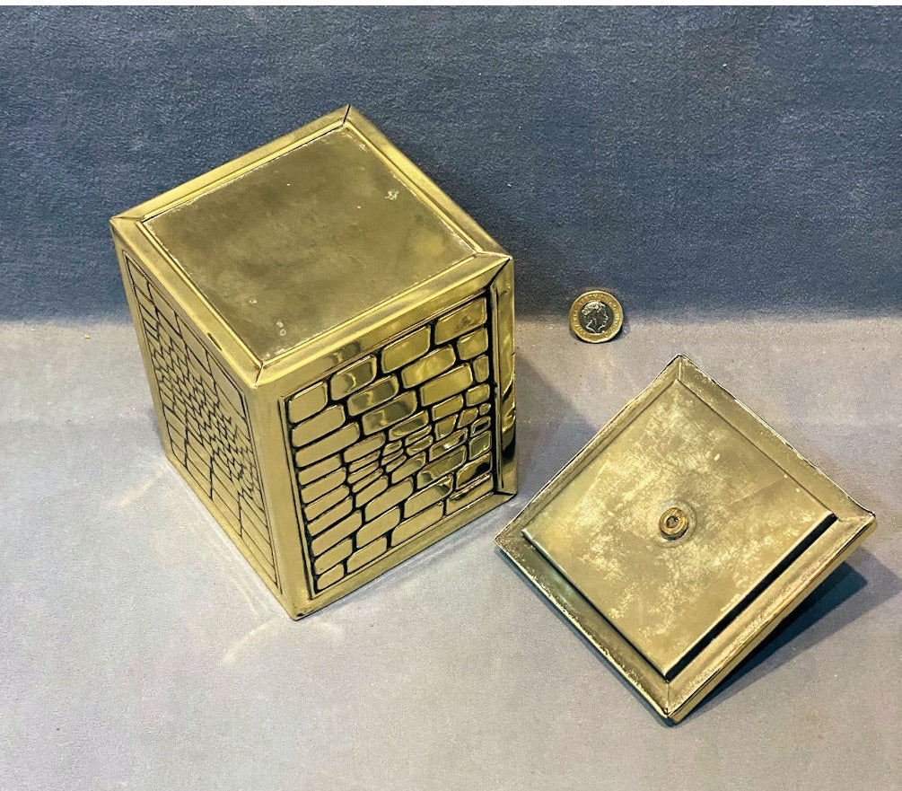 Faux Crocodile Brass Tea Caddy — view 4