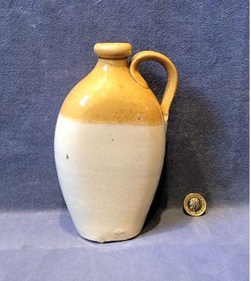 Flat Sided Stoneware Flask — Stoneware, late 19th century