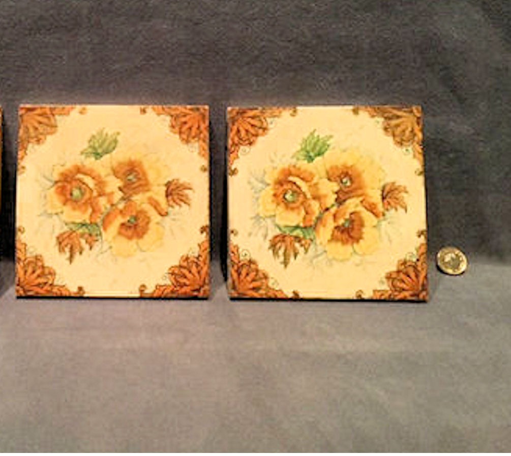 Floral Ceramic Tile — Ceramic, late 19th century