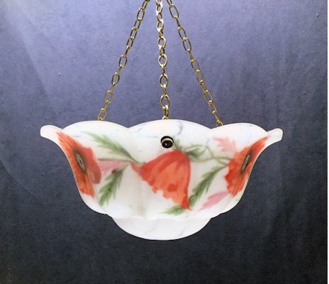 Floral Glass Light Fitting — Glass, 1920's