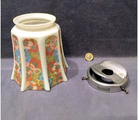Floral on White Glass Lamp Shade — view 2