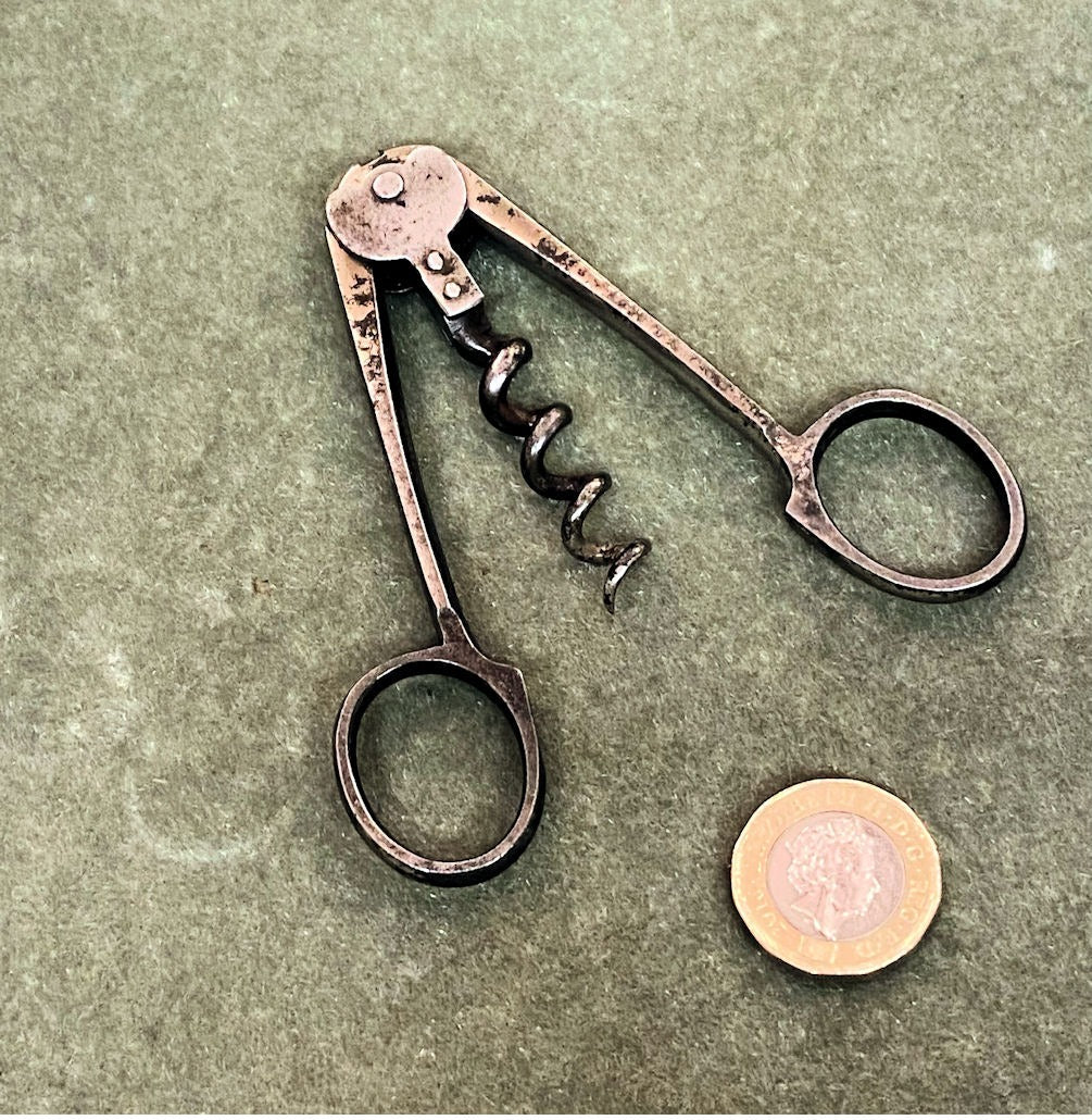 Folding Wire Cutters with Corkscrew — Steel, late 19th century