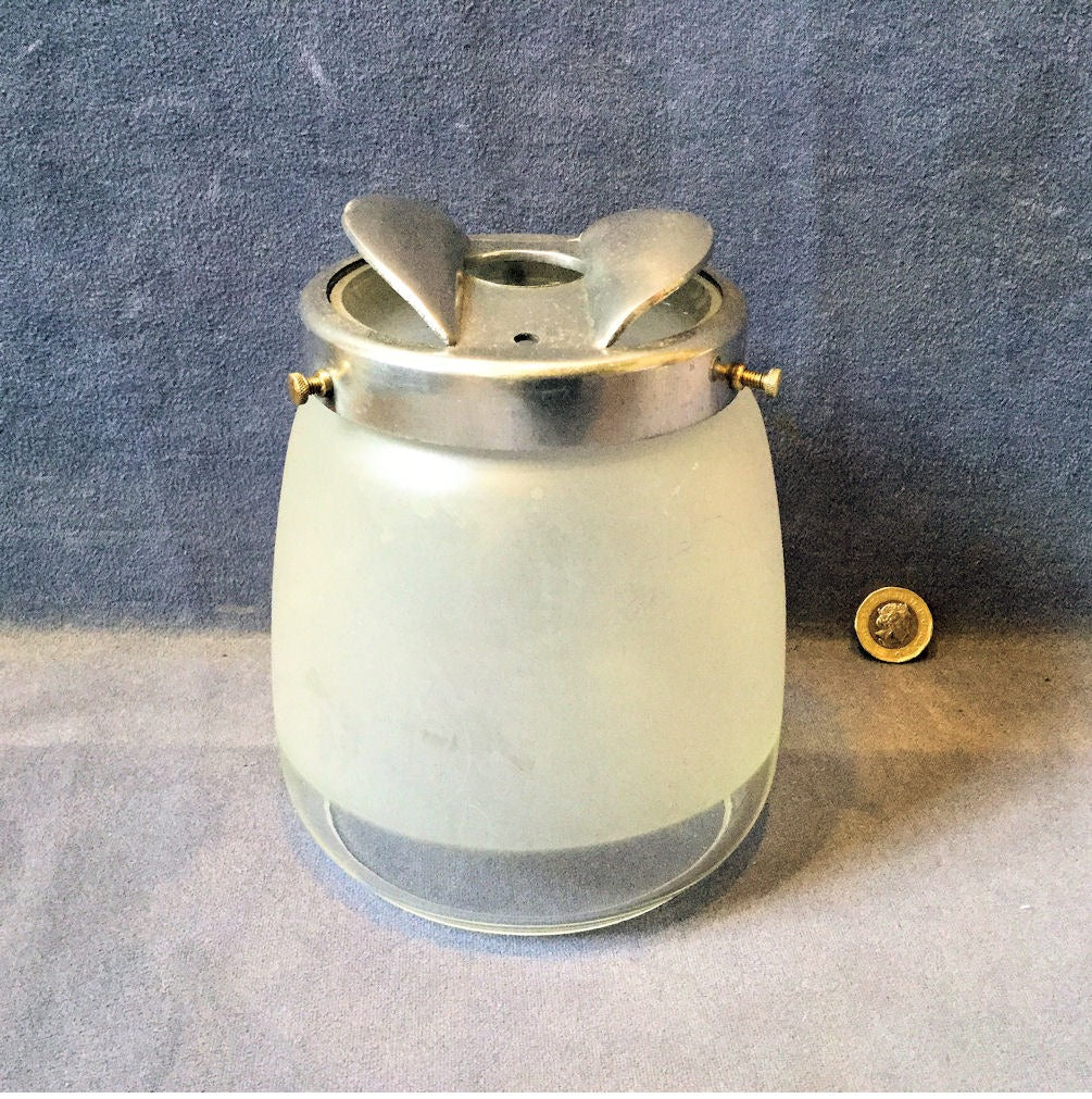 Frosted and Clear Glass Lamp Shade — Glass, circa 1900