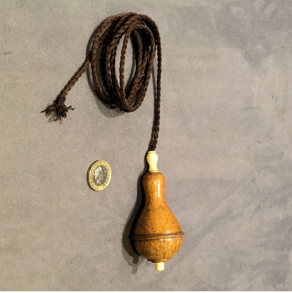 Fruitwood Pendant Electric Bell Push — Wood, 1920's