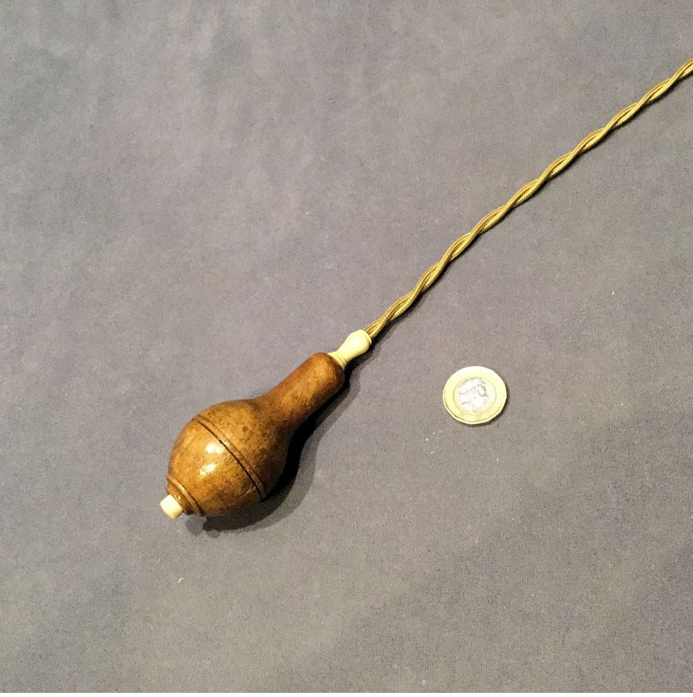 Fruitwood Pendant Electric Bell Push — Wood, 1920's