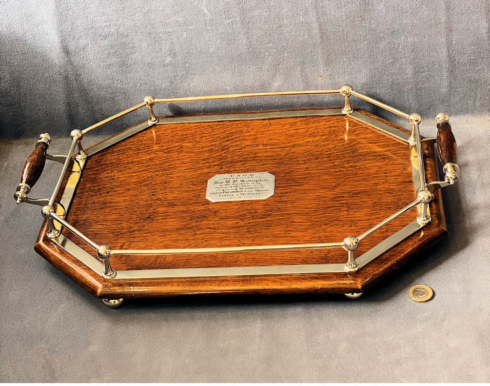 Galleried Oak Drinks Tray — Oak, circa 1900