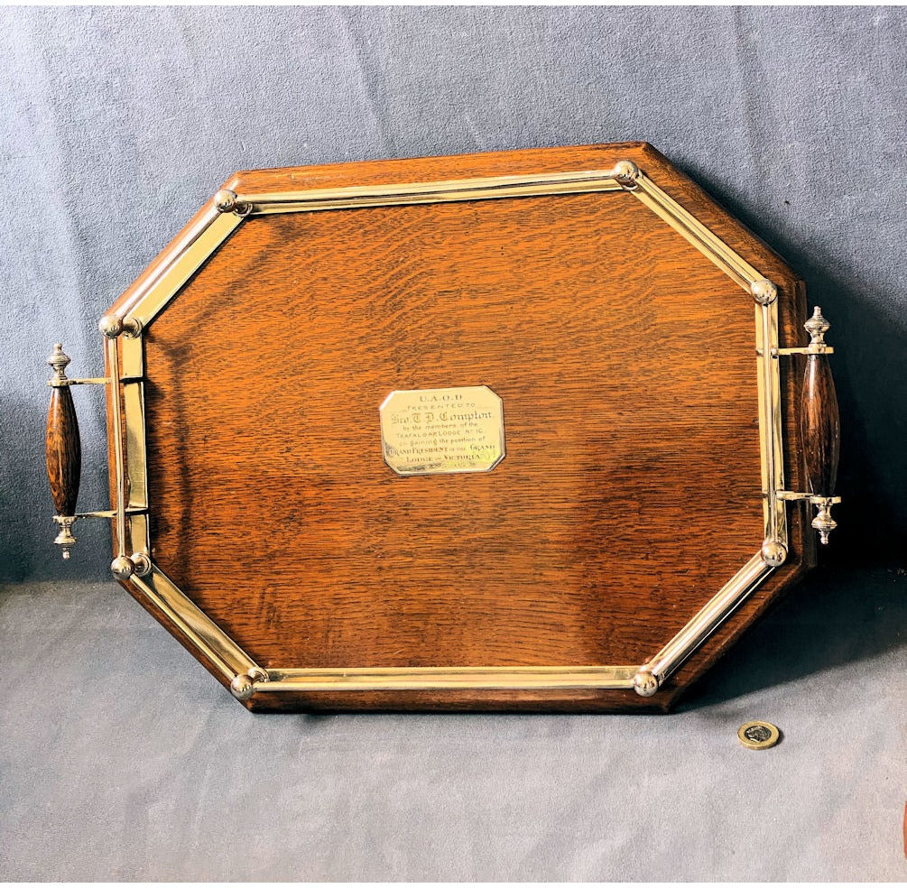 Galleried Oak Drinks Tray — view 3