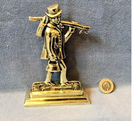 Gamekeeper / Fisherman Brass Mantel Ornament — Brass, late 19th century
