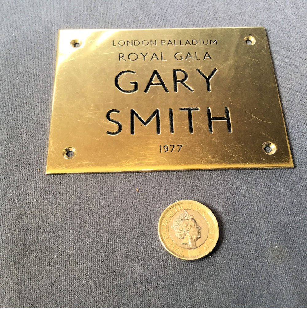 Gary Smith Brass Dressing Room Plaque — Brass, 1977