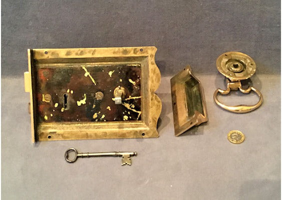 Gibbons Brass Rim Lock and Ring Handles — view 2