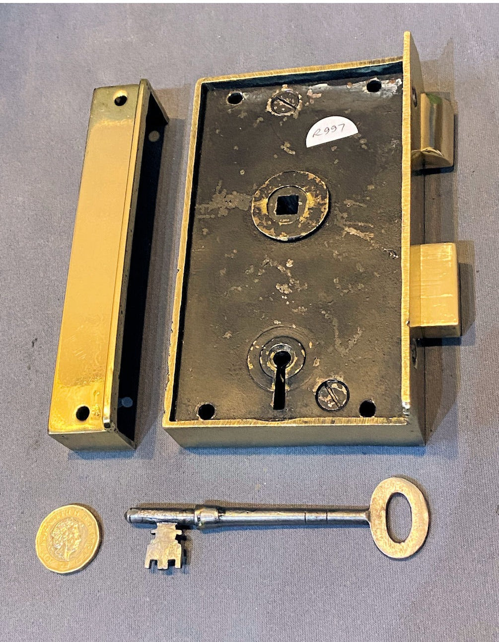 Gibbons Brass Rim Lock — view 3