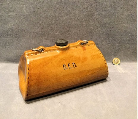 Gladstone Bag Hot Water Bottle — Stoneware, 1920's