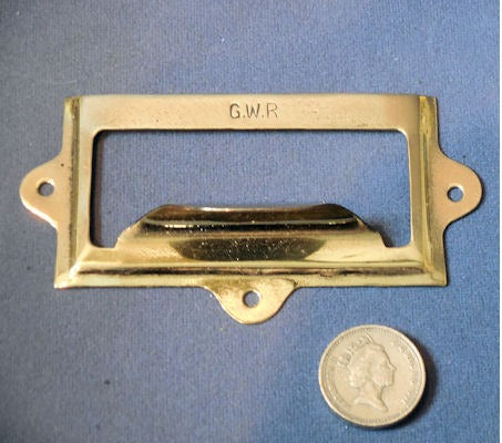 GWR Brass Drawer Label Frame, 2 available — Brass, 1920's
