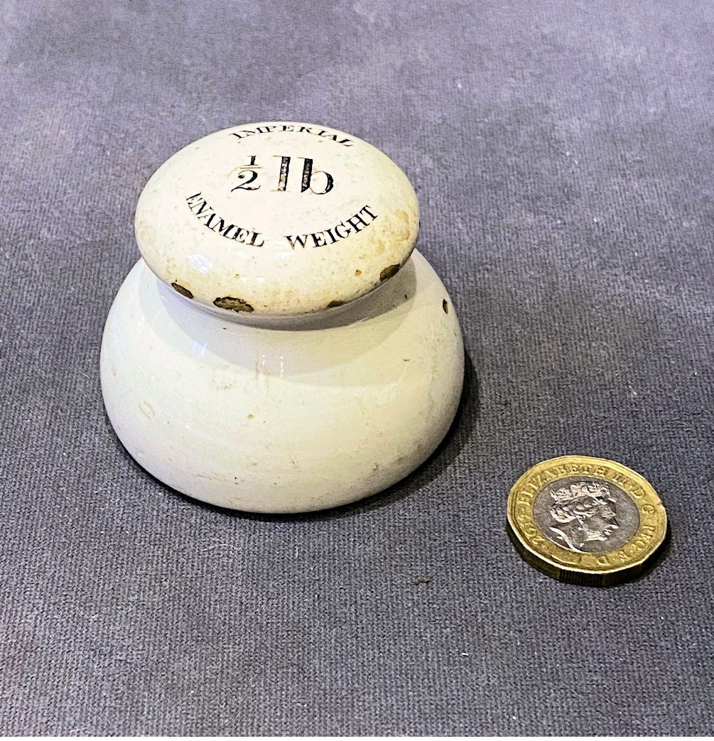 Half Pound Ceramic Weight — Ceramic, late 19th century
