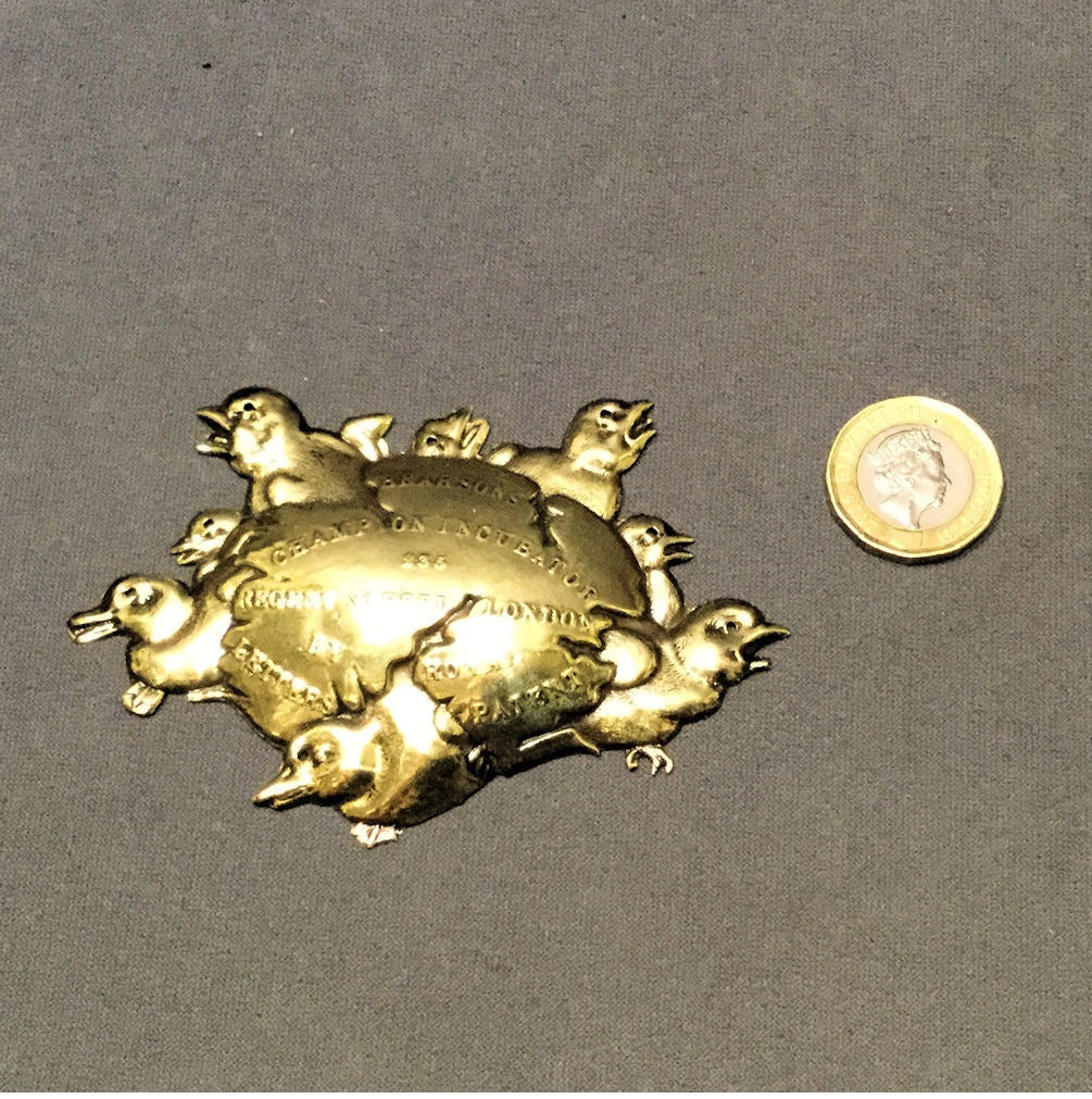 Hearsons Incubator Brass Makers Plate, 2 available — Brass, late 19th century