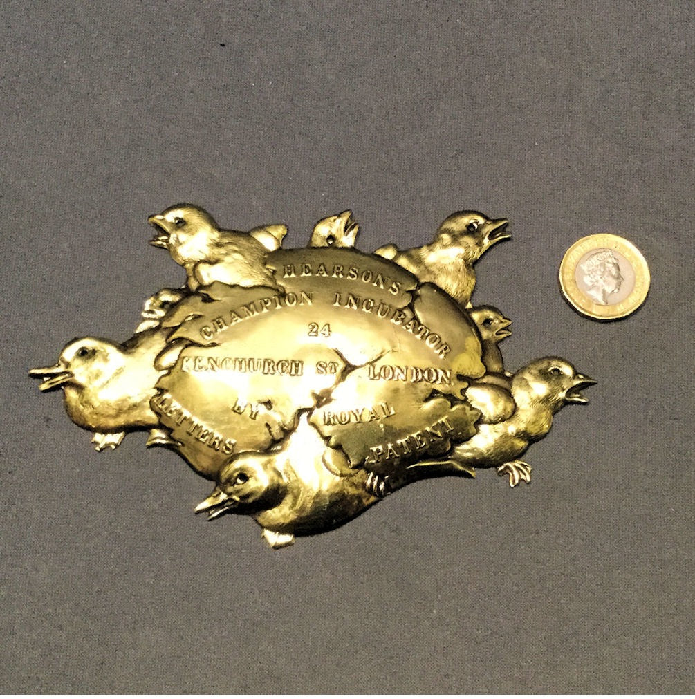 Hearsons Incubator Brass Makers Plate — Brass, late 19th century