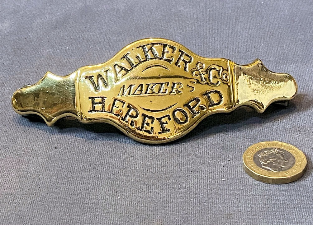 Hereford Saddler's Brass Name Plate — Brass, late 19th century