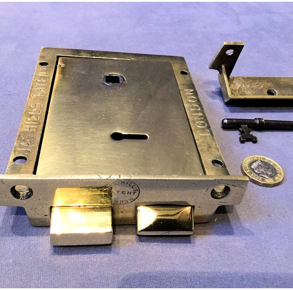 Hills Patent Reversible Brass Rim Lock, 2 matching available — view 3
