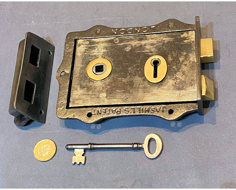 Hills Patent Reversible Wrought g Iron Rim Lock — view 2