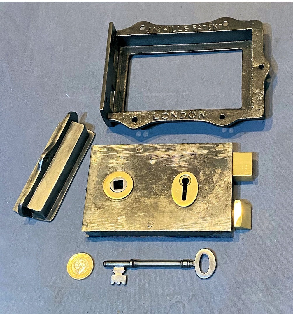 Hills Patent Reversible Wrought g Iron Rim Lock — view 3