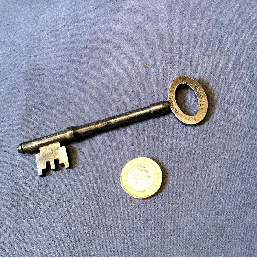 Hobbs Wrought Iron Door Key — Wrought iron, late 19th century