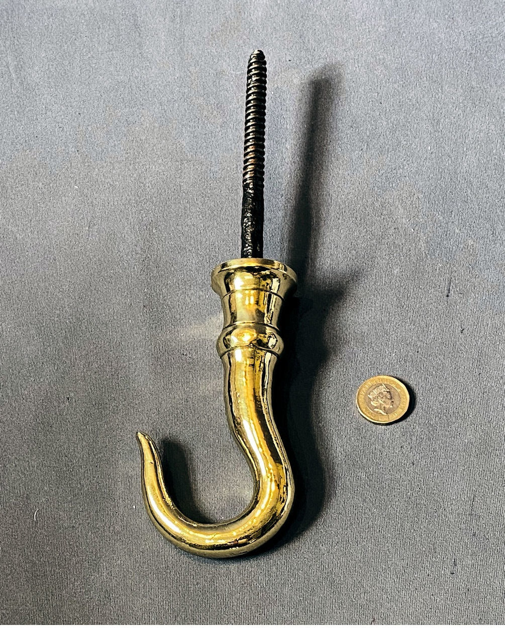Huge Brass Chandelier Hook — Brass, late 19th century