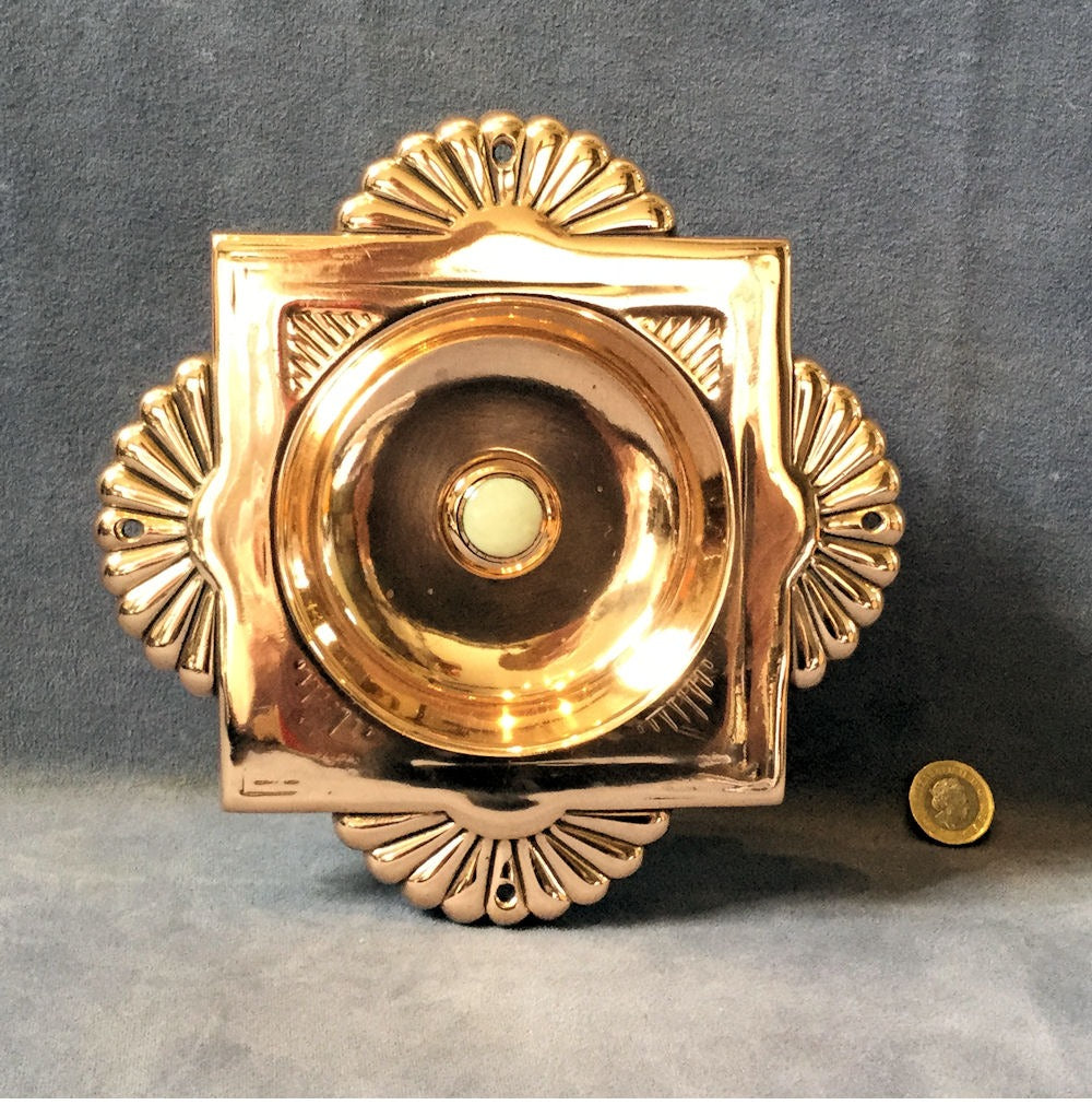 Huge Exterior Brass Electric Bell Press — Brass, 1920's